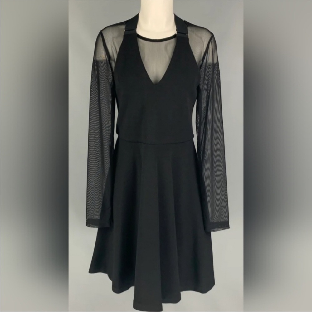 NWT Marc by Marc Jacobs Black V-neck Wool & Mesh Suspender Dress Sz XS(Fits S/M)